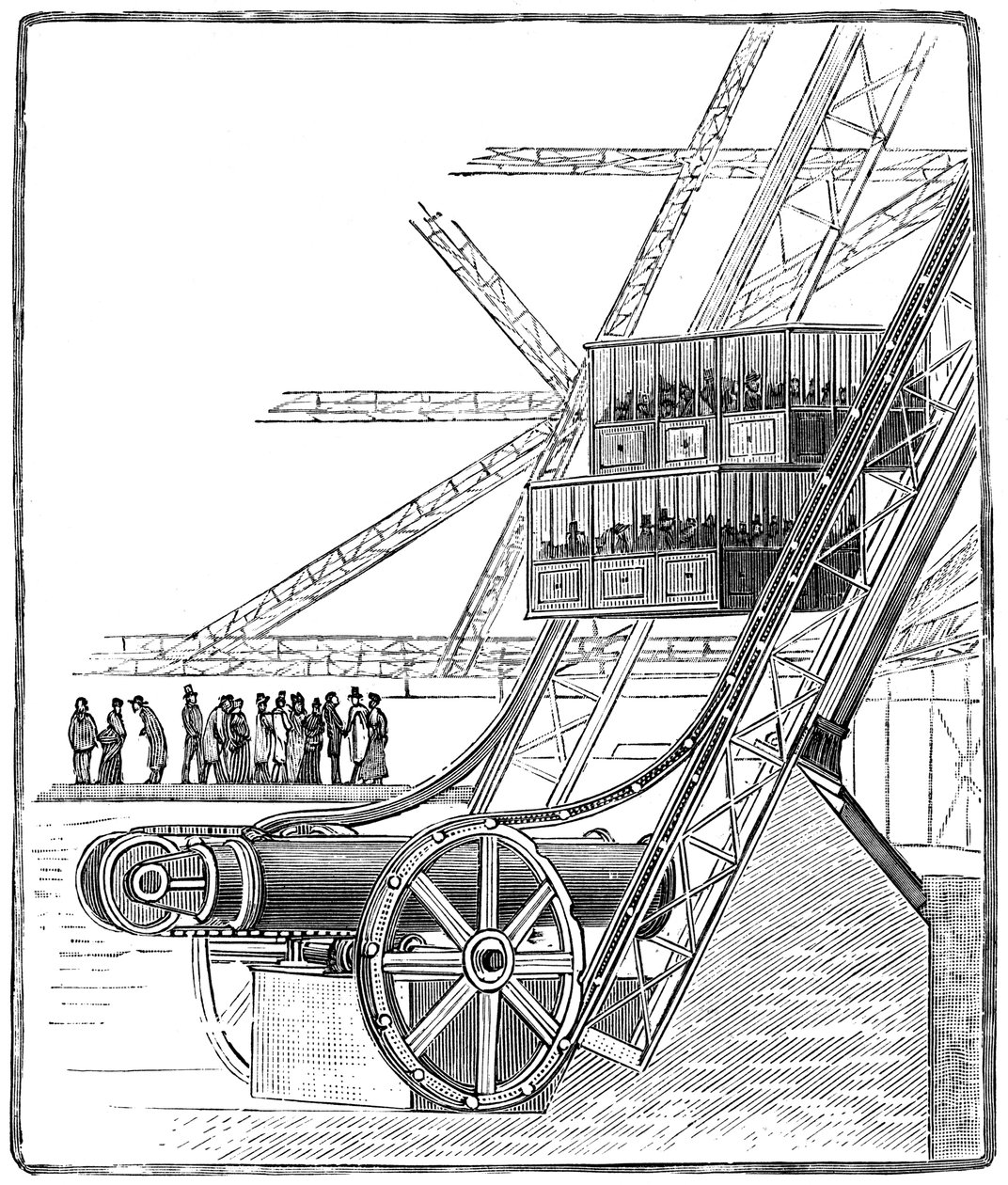 A Roux Combaluzier lift kútja, Eiffel-torony, Párizs, 1889 alkotó: Unbekannt