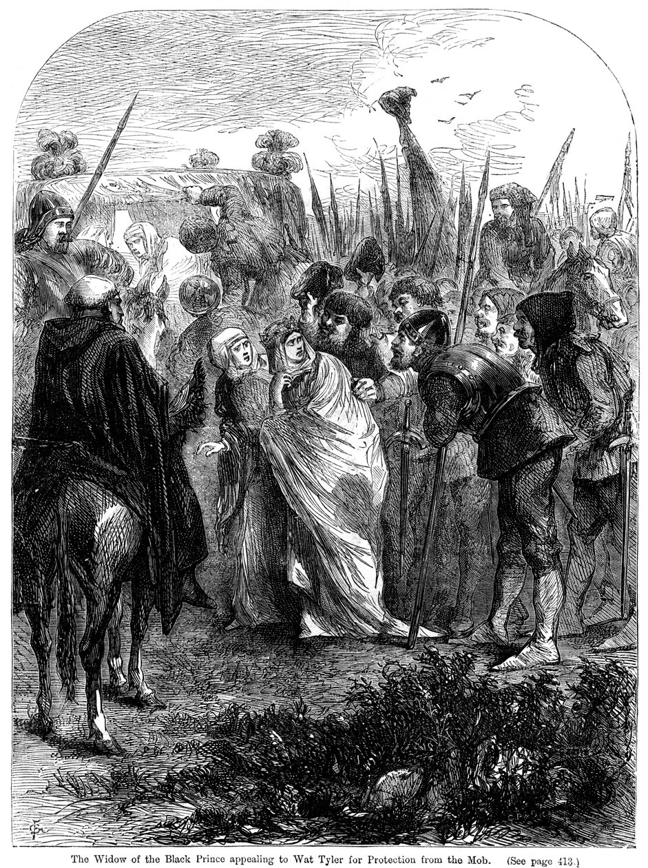 A Fekete Herceg özvegye Wat Tylerhez fordul, hogy védelmet kérjen a tömegtől, 1381 alkotó: Unbekannt