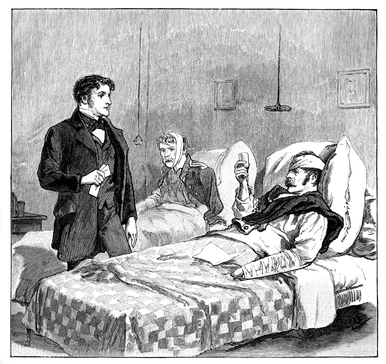 A sebesült katonák pohárköszöntőt mondanak a királynőnek, 1850-es évek, 1888 alkotó: Unbekannt