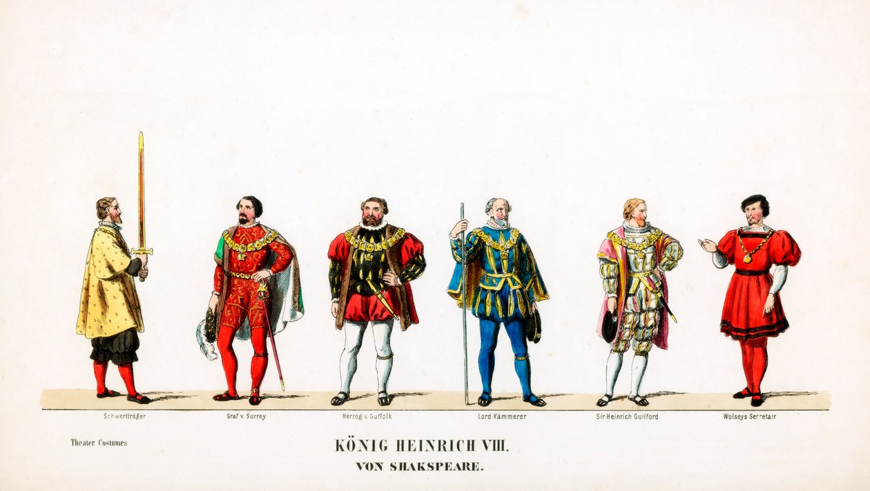 Színházi jelmeztervek Shakespeare VIII. Henrik drámájához, 19. század alkotó: Unbekannt