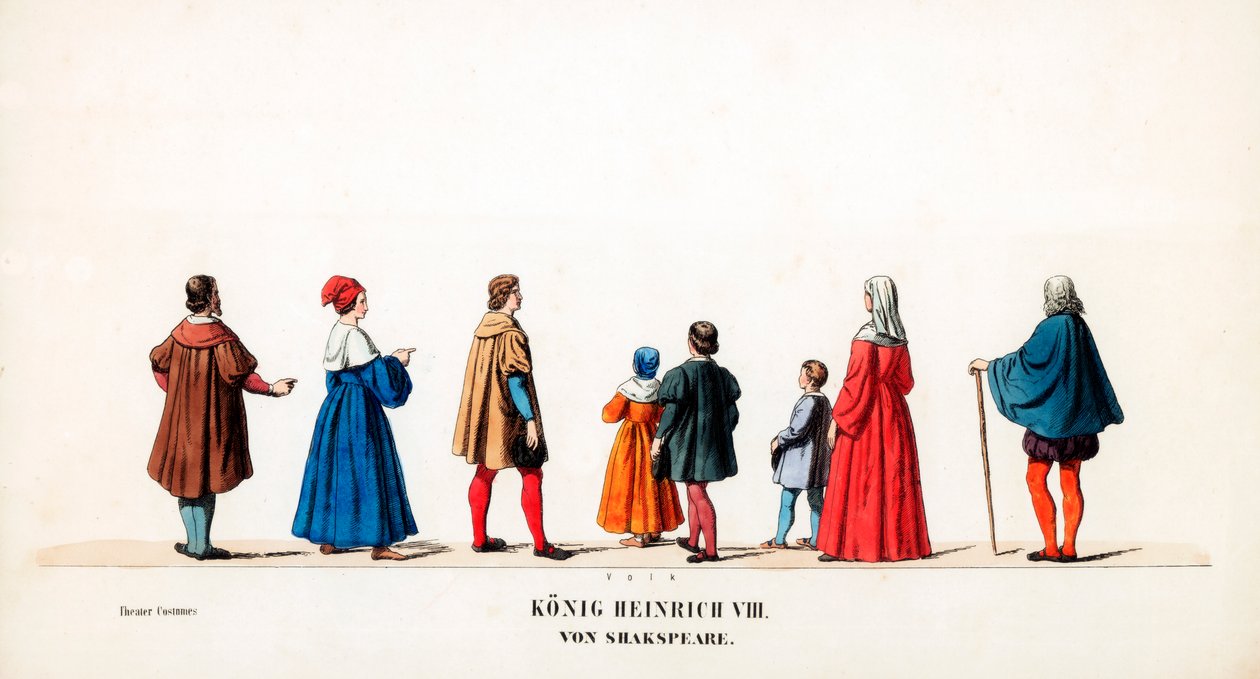 Színházi jelmeztervek Shakespeare VIII. Henrik drámájához, 19. század alkotó: Unbekannt