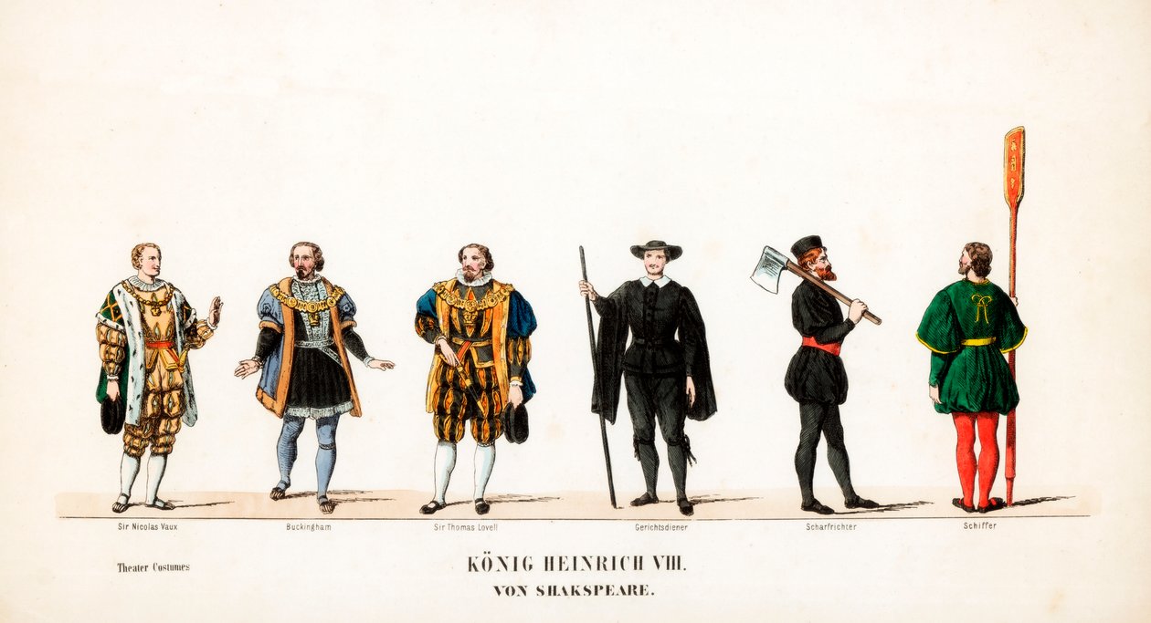 Színházi jelmeztervek Shakespeare VIII. Henrik drámájához, 19. század alkotó: Unbekannt