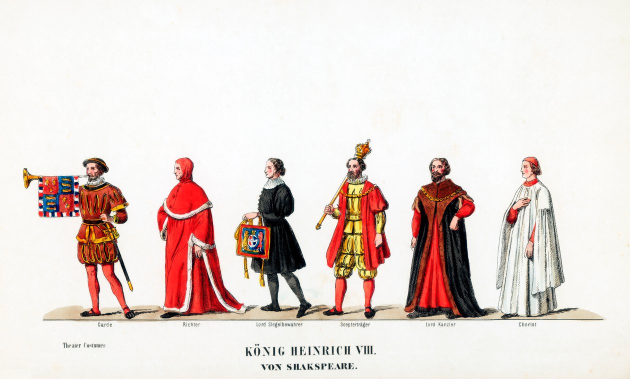 Színházi jelmeztervek Shakespeare VIII. Henrik drámájához, 19. század alkotó: Unbekannt