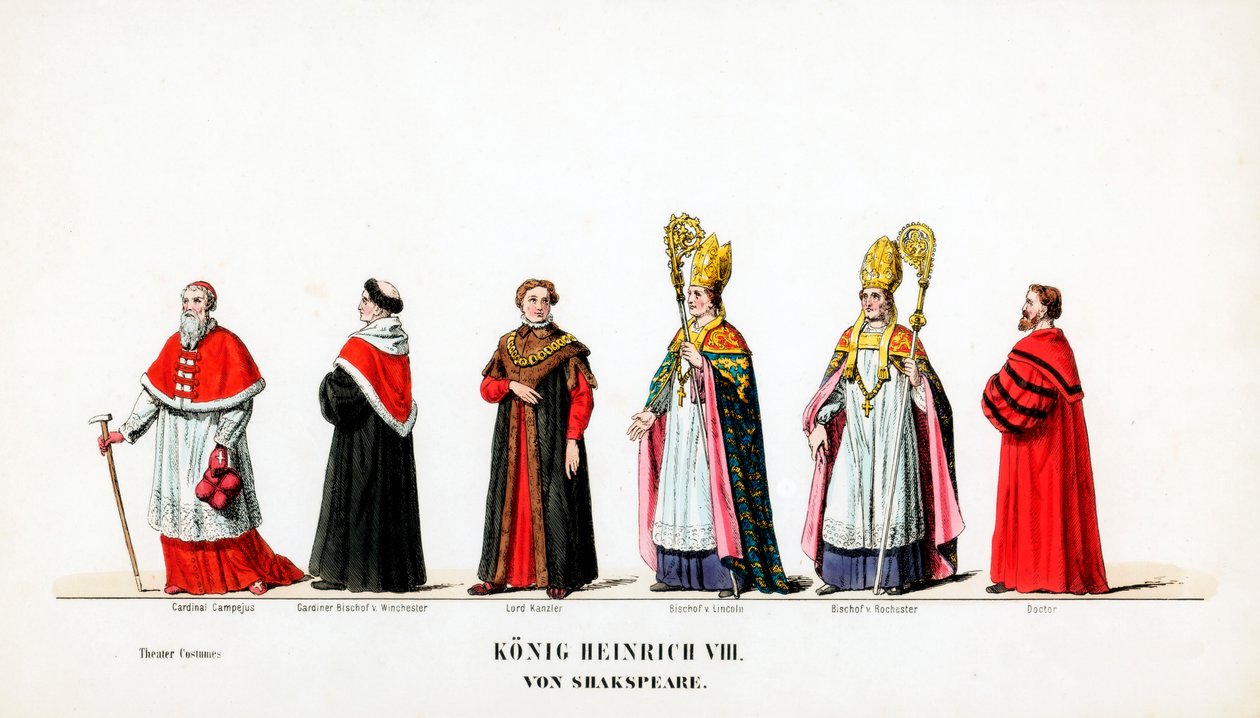 Színházi jelmeztervek Shakespeare VIII. Henrik drámájához, 19. század alkotó: Unbekannt