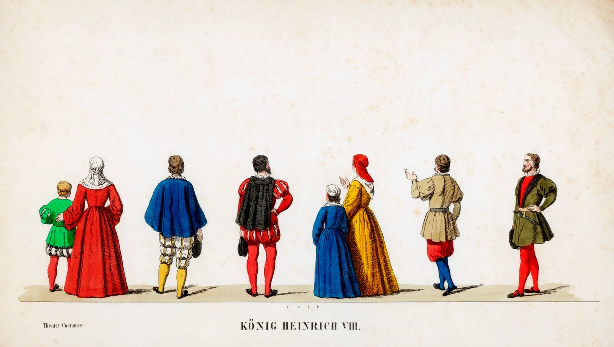 Színházi jelmeztervek Shakespeare VIII. Henrik drámájához, 19. század alkotó: Unbekannt