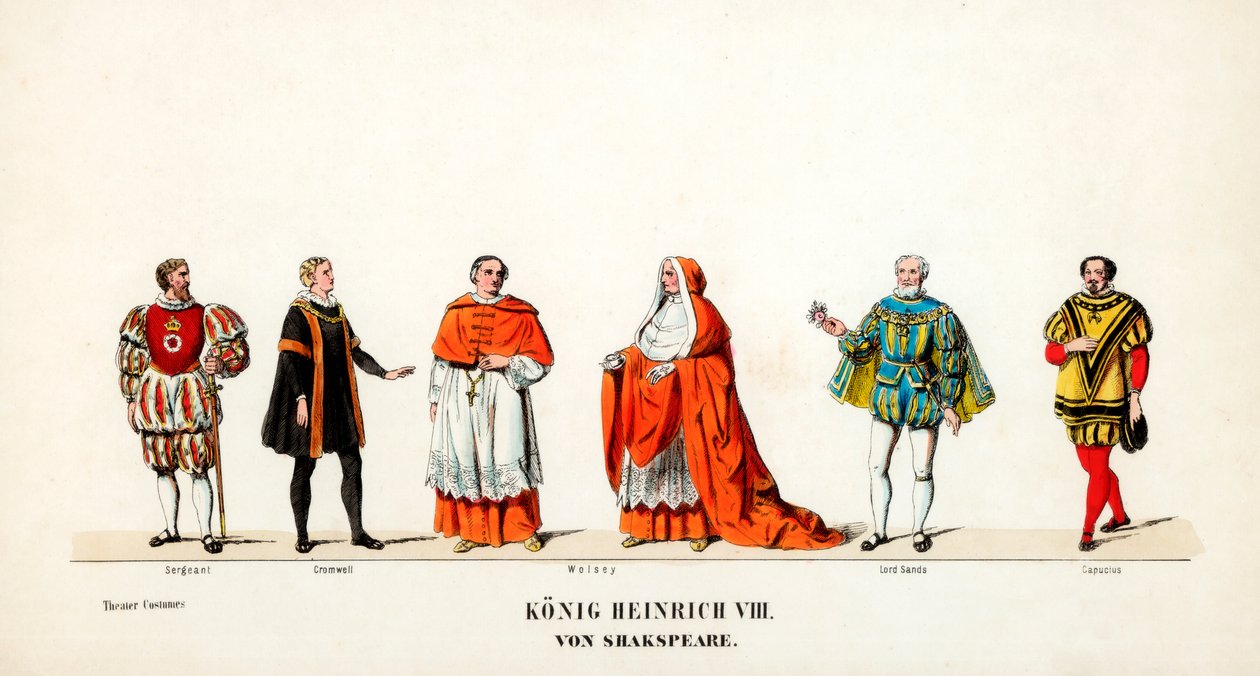 Színházi jelmeztervek Shakespeare VIII. Henrik drámájához, 19. század alkotó: Unbekannt