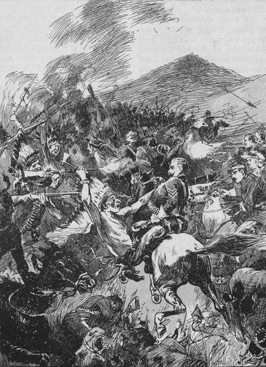 Belezuhantak a festett és tollas vörös férfiak forrongó tömegébe, 1902 alkotó: Unbekannt