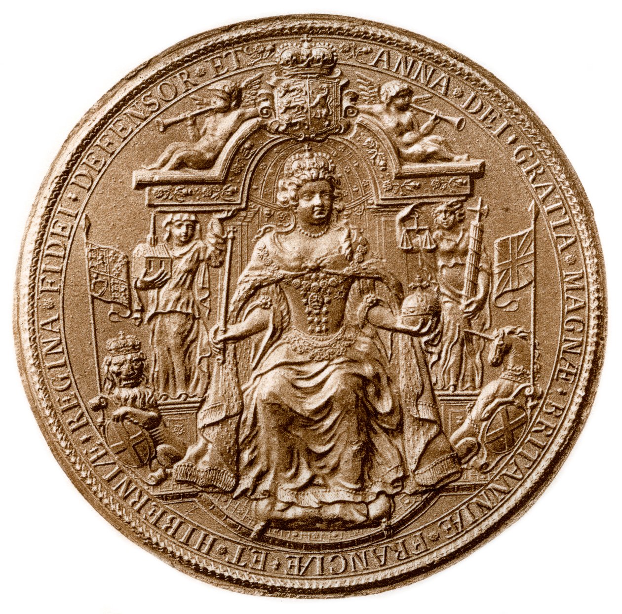 Anna királynő harmadik nagy pecsétje, előlap, 1702-1714 1906 alkotó: Unbekannt