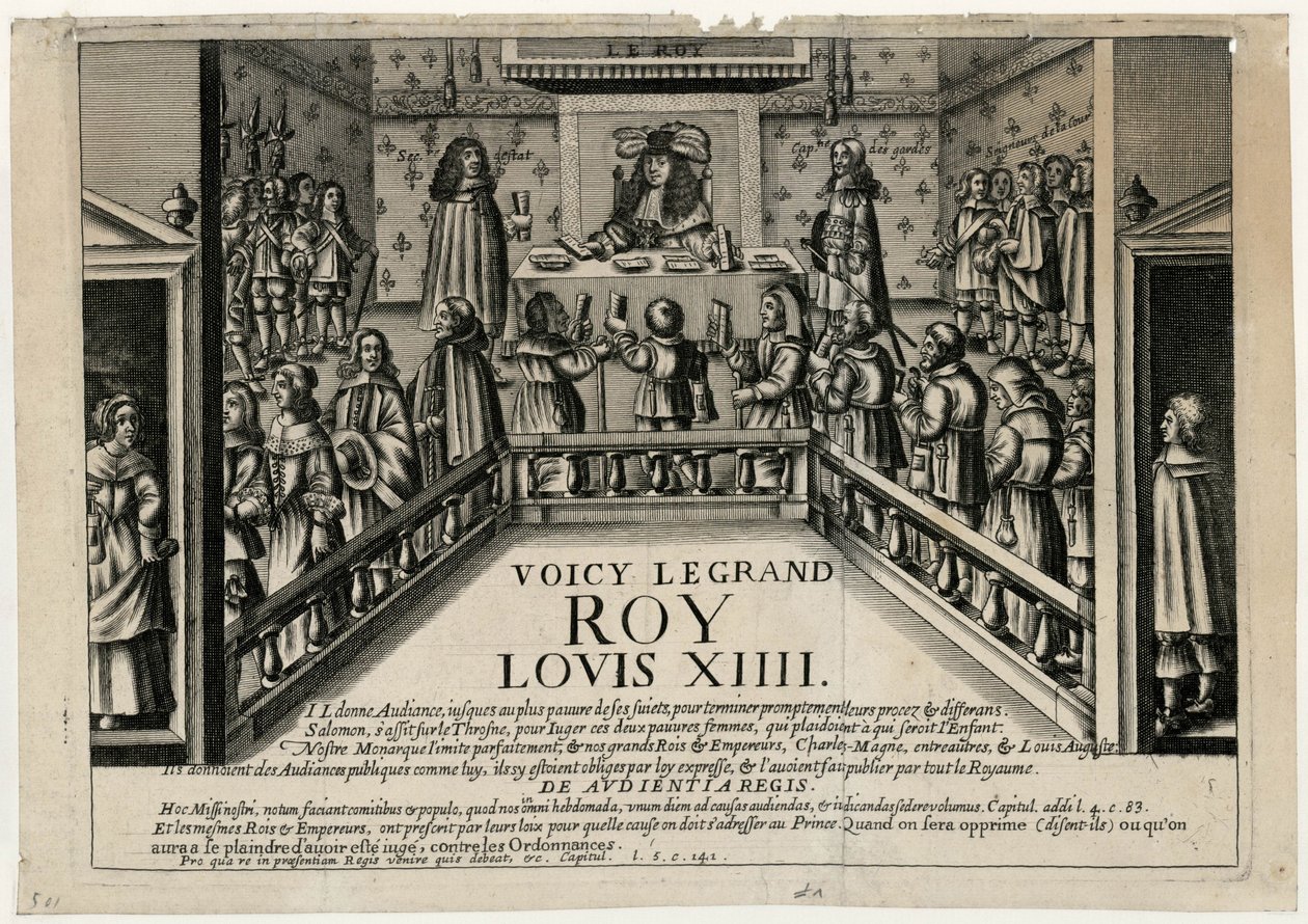 Ez a jó király XIV. Király nyilvános audienciát tart, 1668. alkotó: Unbekannt