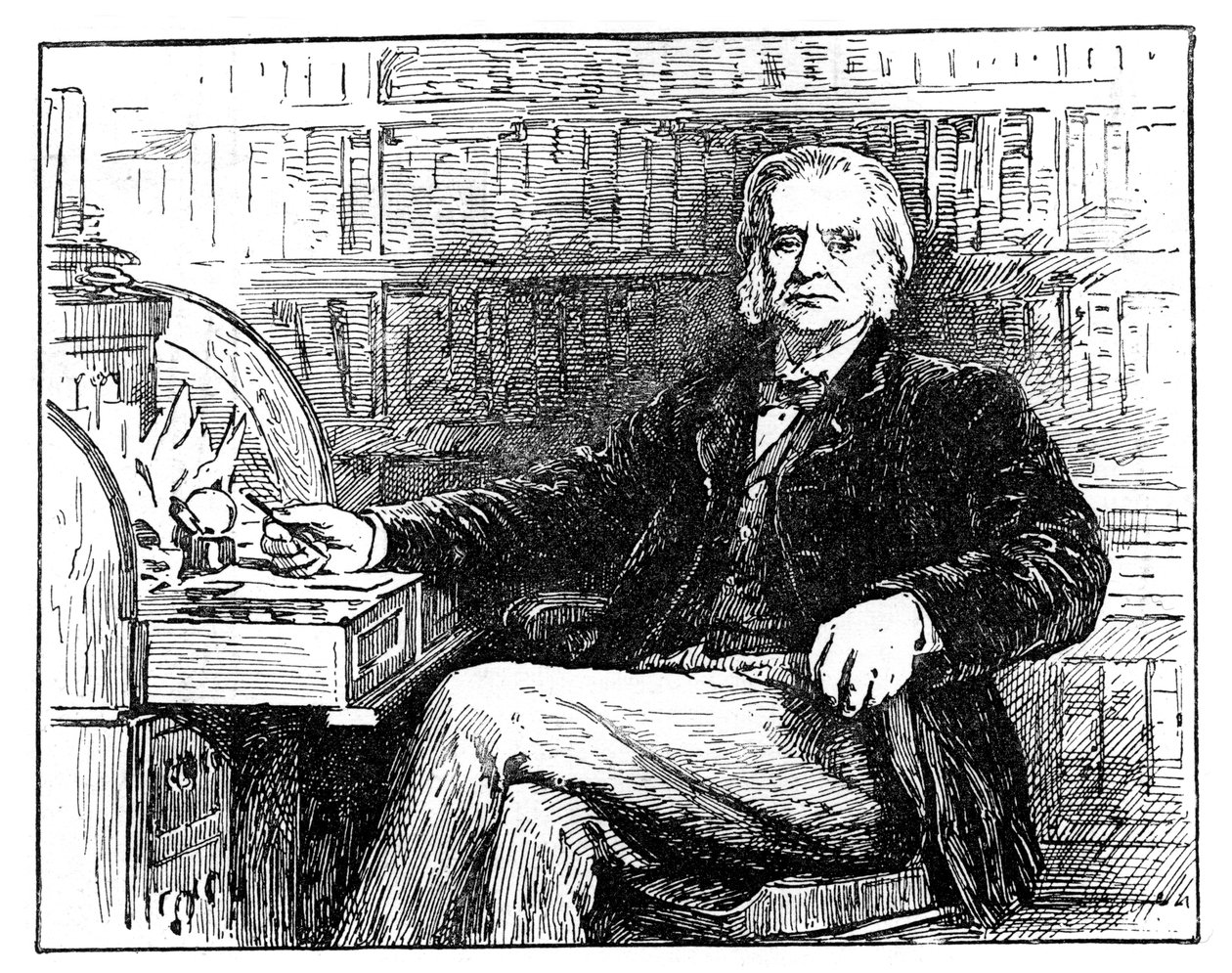Thomas Henry Huxley, brit biológus az íróasztalánál, 1880-ban alkotó: Unbekannt