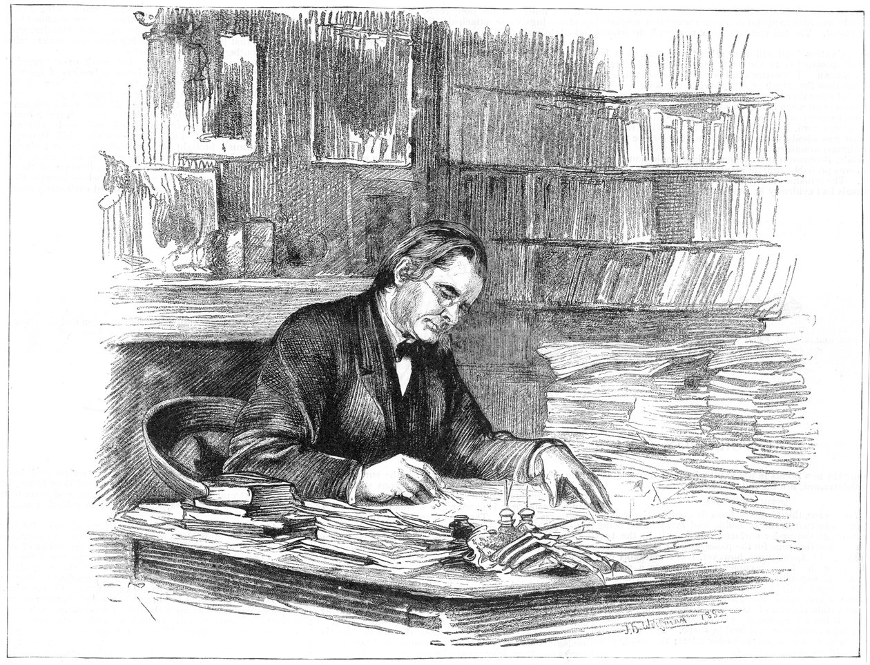 Thomas Henry Huxley, brit biológus íróasztalánál 1882-1883-ban alkotó: Unbekannt