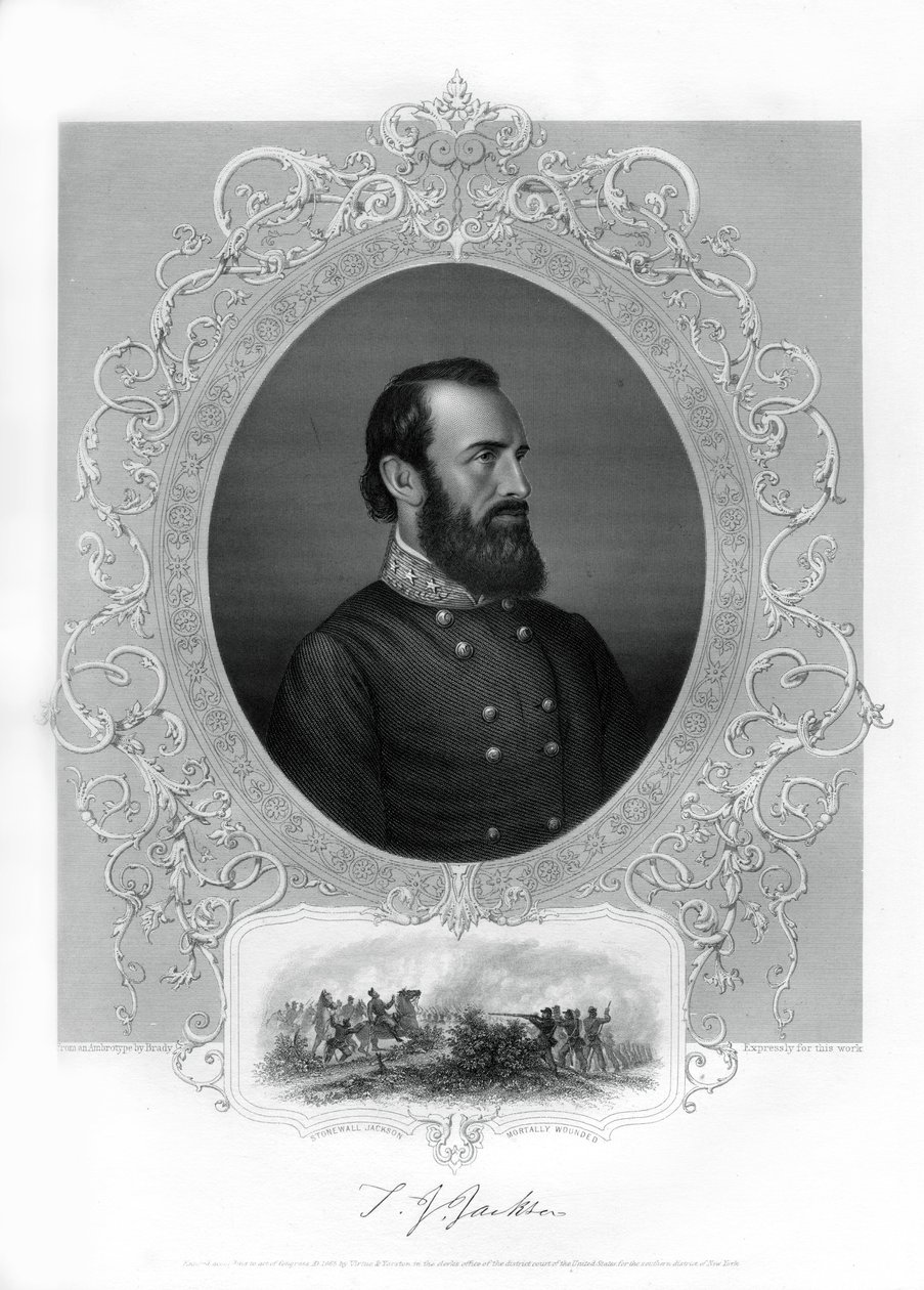 Thomas Jonathan Stonewall Jackson, a konföderációs tábornok az amerikai polgárháború alatt, 1862-1867 alkotó: Unbekannt
