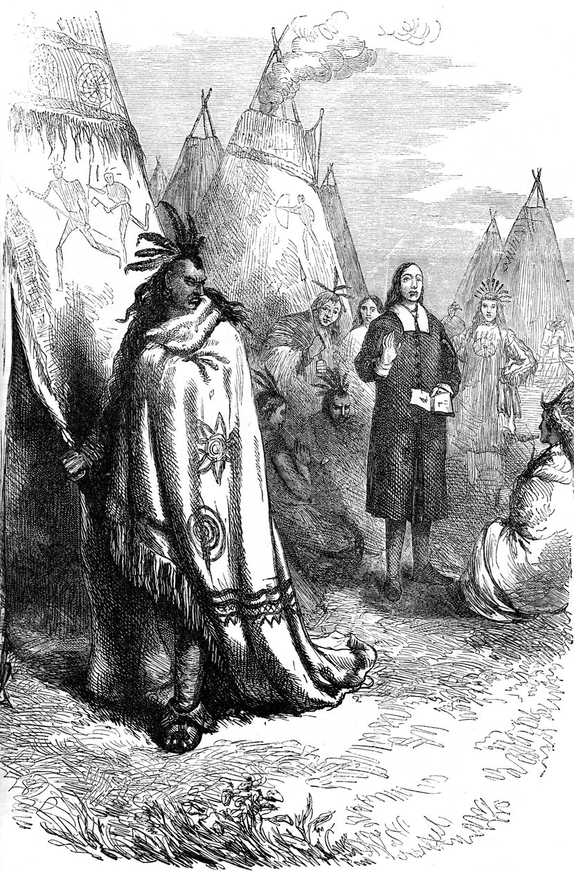 Thomas Mayhew és a Narragansett sachem, 17. század c1880 alkotó: Unbekannt