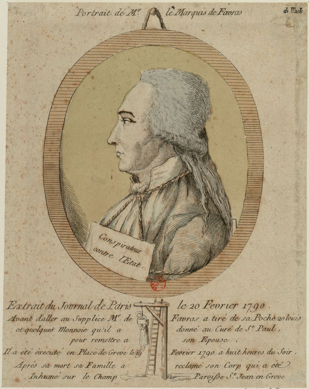 Thomas de Mahy, de Favras márki 1744-1790. A Journal de Paris 1790. február 20-i számából. alkotó: Unbekannt