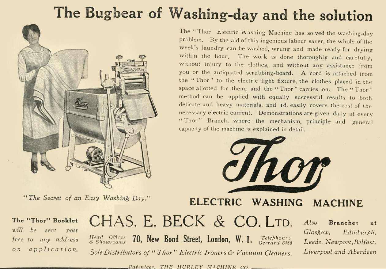 Thor: Elektromos mosógép – Chas E. Beck & Co. Ltd, 1920. alkotó: Unbekannt