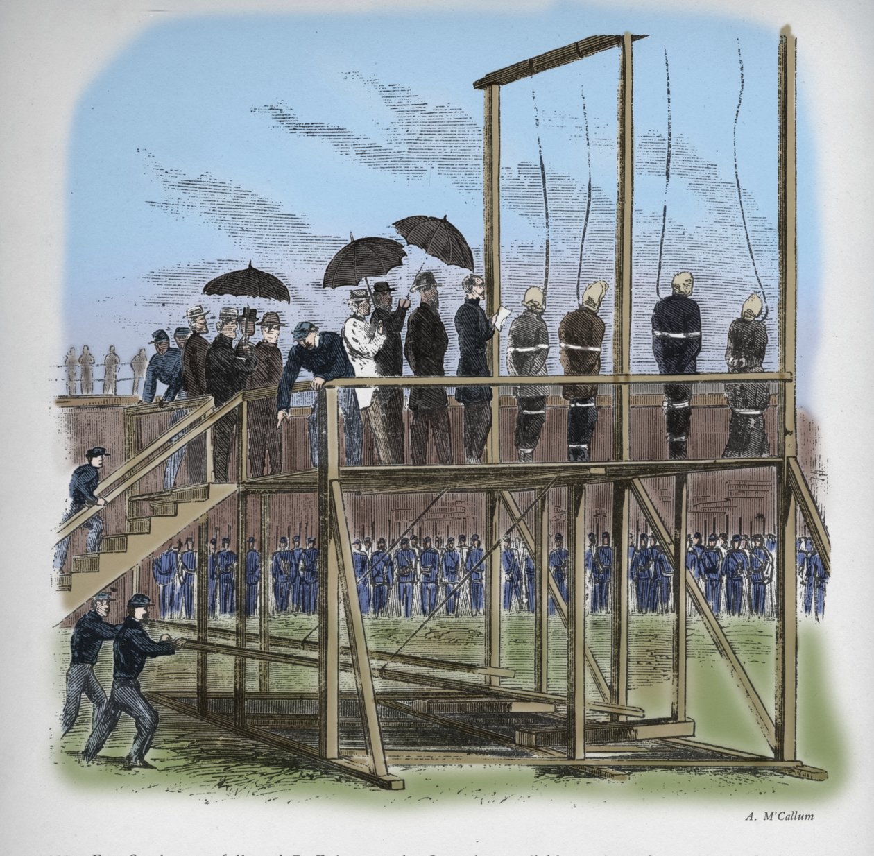 Három férfit és egy nőt akasztottak fel Lincoln meggyilkolása miatt, 1865, 1938 alkotó: Unbekannt