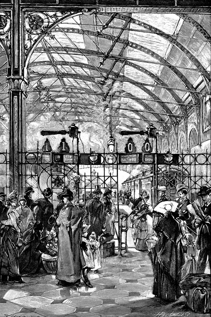 Jegysorompó Philadelphia vasútállomásán, Pennsylvania, USA, 1890 alkotó: Unbekannt