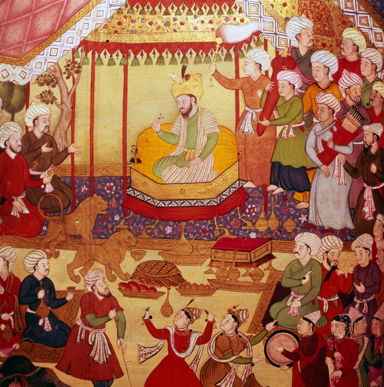 Timur az ünnepségek alatt trónolt, mogul kézirat, 1600-1601 alkotó: Unbekannt
