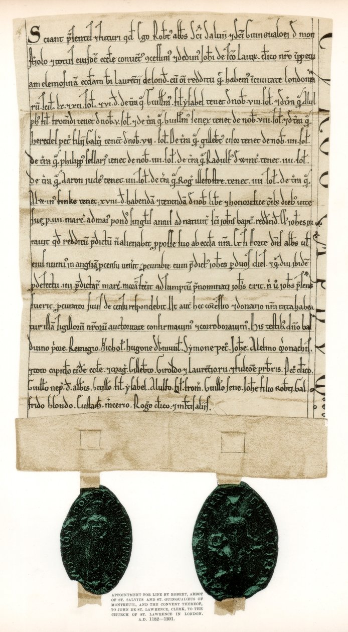 A Guildhall épületét körülvevő ingatlanok tulajdoni lapja, City of London, c1182-1201, 1886 alkotó: Unbekannt