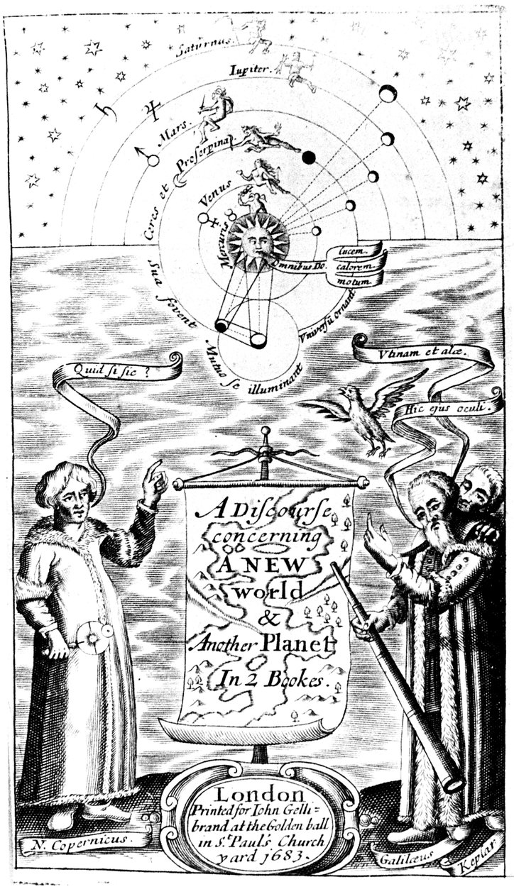 John Wilkins, 1683. Az Új világról és egy másik bolygóról szóló diskurzus címoldala alkotó: Unbekannt
