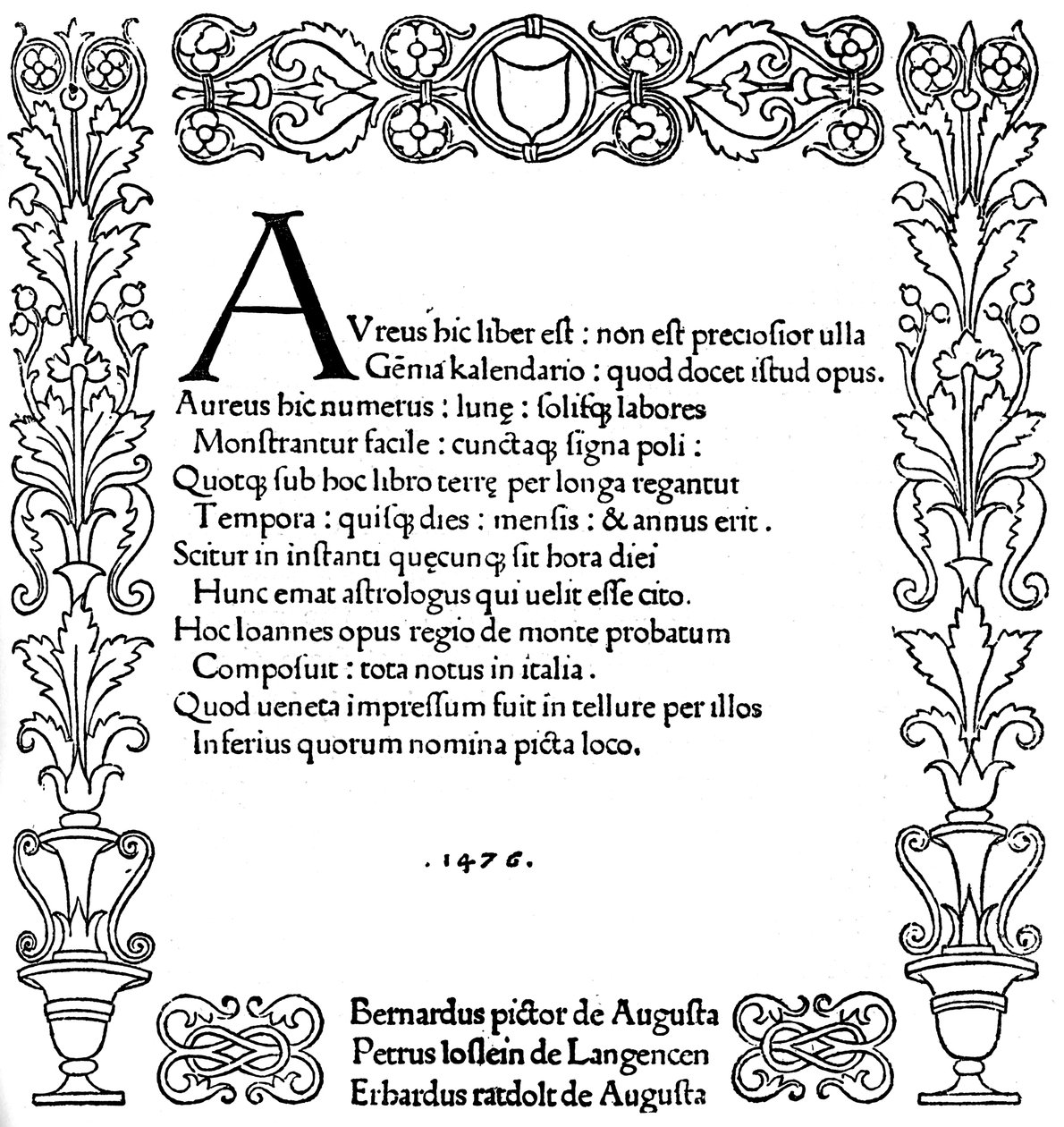 Regiomontanus Kalendariumának címlapja, 1476, 1893 alkotó: Unbekannt