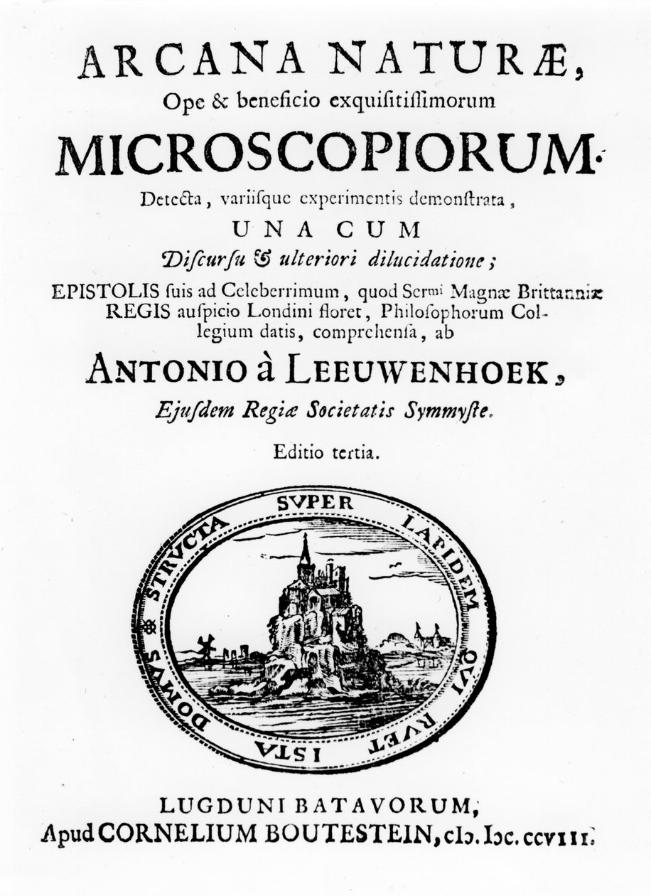 A Microscopium címlapja, Anton van Leeuwenhoek holland mikroszkóp, 1708 alkotó: Unbekannt