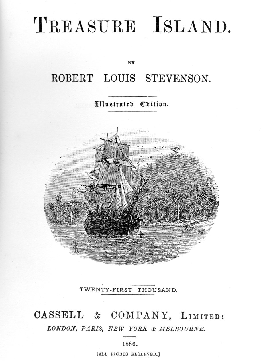 A Treasure Island címlapja, Robert Louis Stevenson, 1886 alkotó: Unbekannt