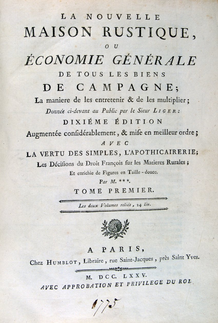 Az új rusztikus ház, avagy általános gazdaság címlapja, 1775 alkotó: Unbekannt