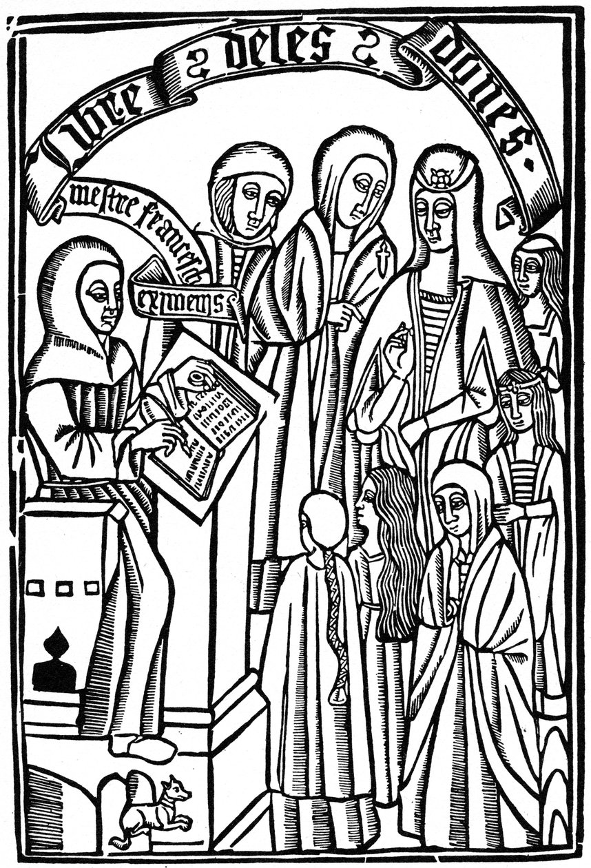 Ximenes bíboros Libre de les Dones címlapja, Barcelona, 1495, 1964. alkotó: Unbekannt
