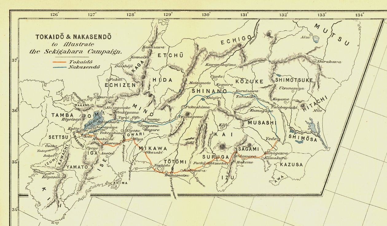 Tokaido & Nakasendo to illustrate the Sekigahara Campaign, 1903. alkotó: Unbekannt