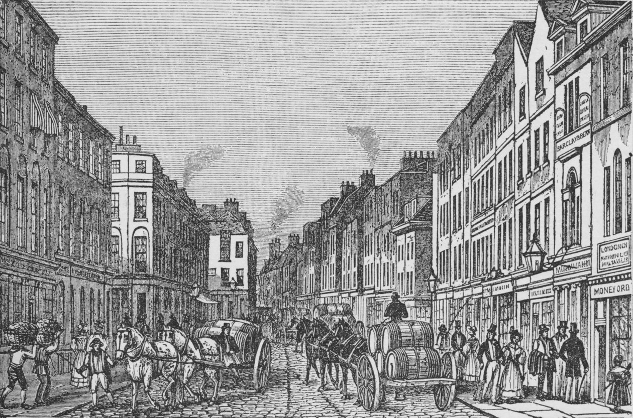 Tooley Street a tizenkilencedik század első felében, 1840 körül, 1912 alkotó: Unbekannt