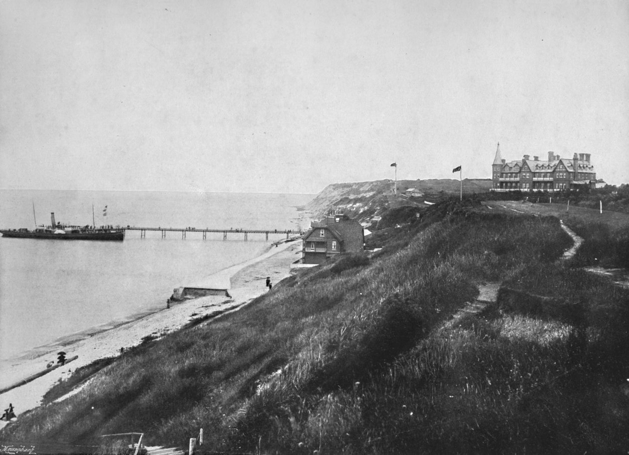 Totland Bay – Kiránduló gőzhajó a mólónál, 1895 alkotó: Unbekannt