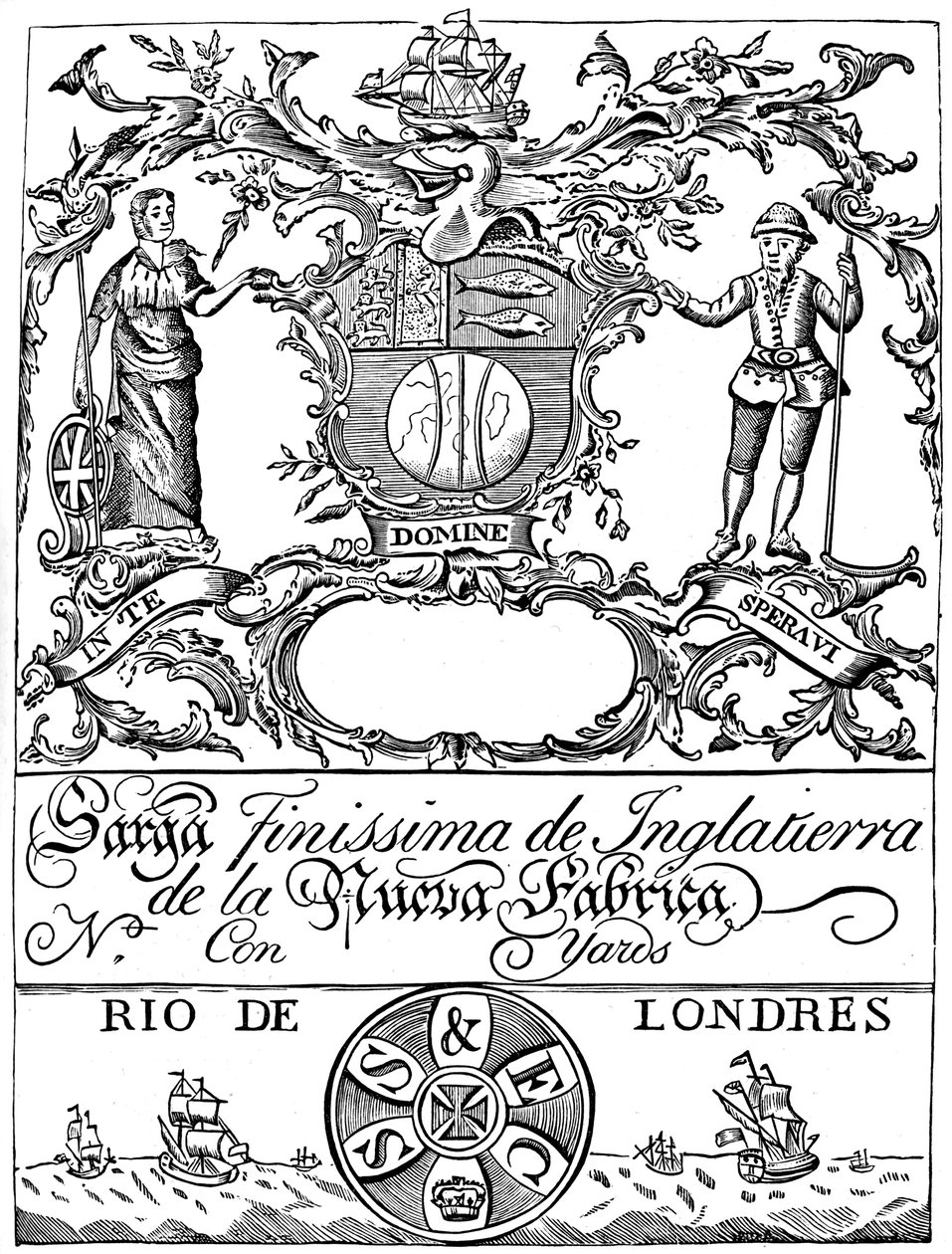 A South Sea Company kereskedelmi címkéje, 1894. századi 18. század alkotó: Unbekannt