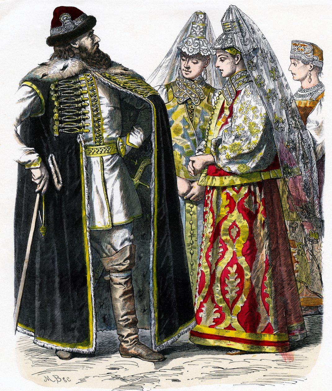 Hagyományos orosz viselet, c1850 alkotó: Unbekannt