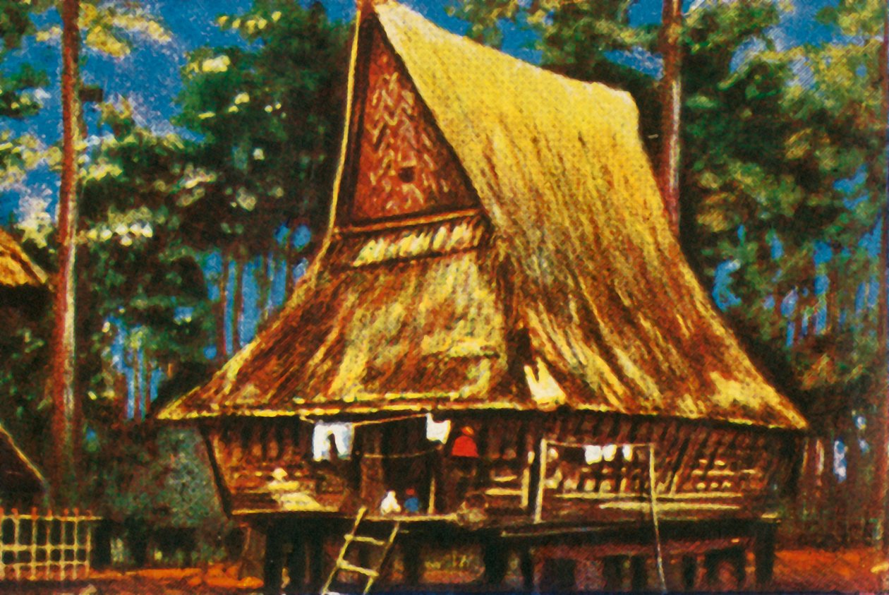 Hagyományos ház gólyalábasokon, Szumátra, c1928. alkotó: Unbekannt