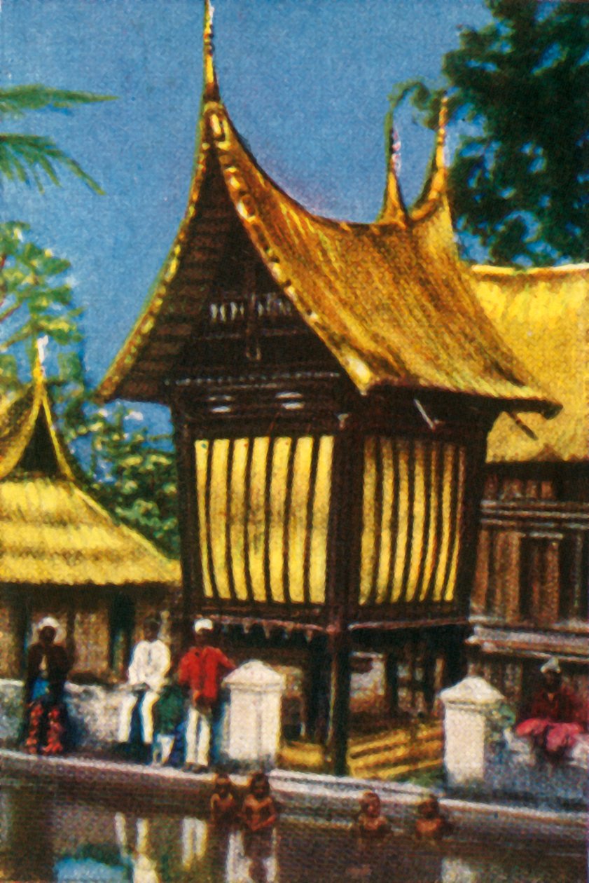 Hagyományos nádfedeles rizspajta, Padang, Szumátra, 1928. alkotó: Unbekannt