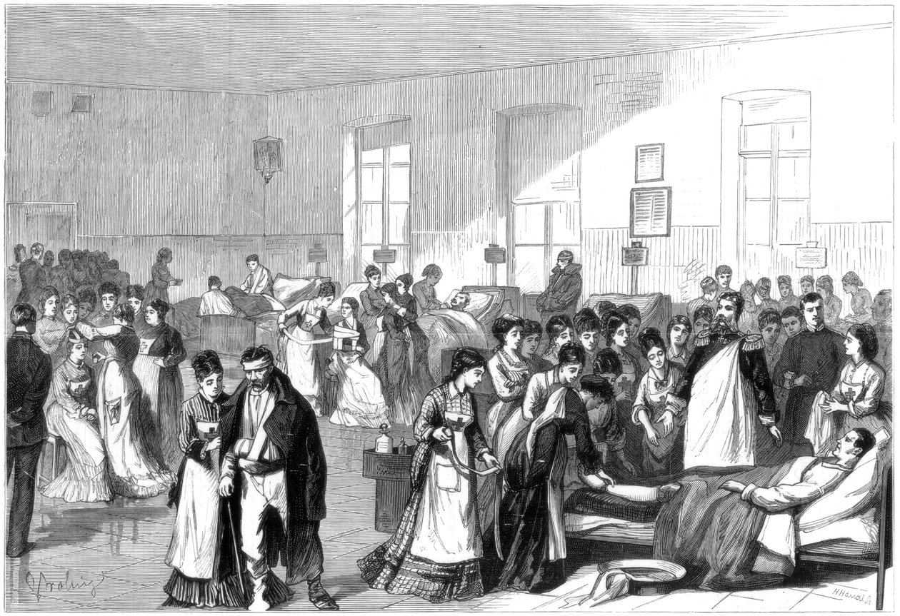 Nők ápolónők képzése egy szentpétervári katonai kórházban, 1877 alkotó: Unbekannt