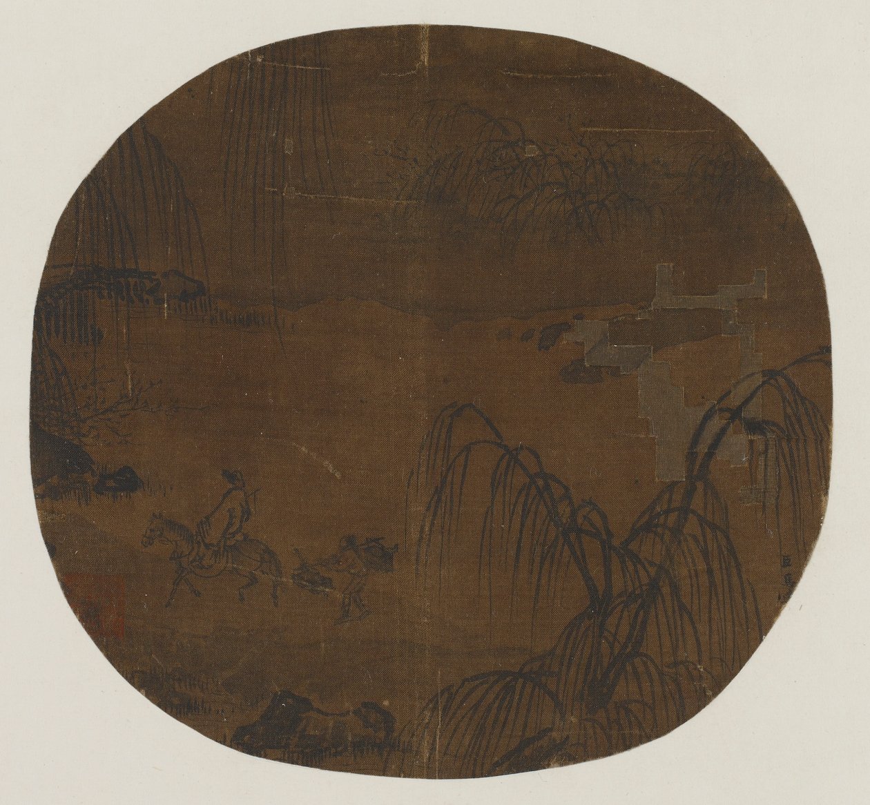 Utazók fűzfák alatt, Yuan vagy Ming-dinasztia, 1279-1644. alkotó: Unbekannt