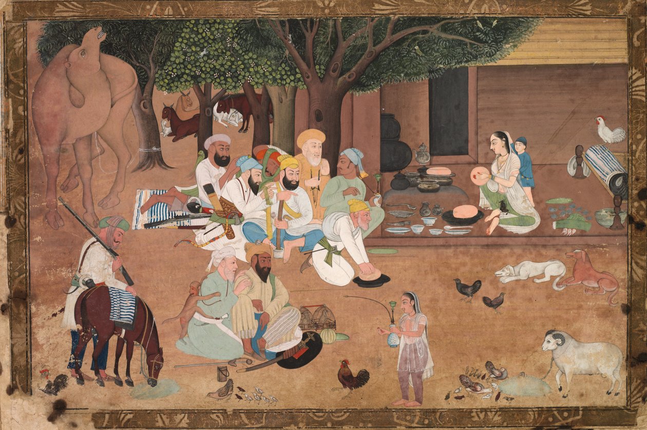 Utazó harcosok megállva egy farmon, c. 1800. alkotó: Unbekannt