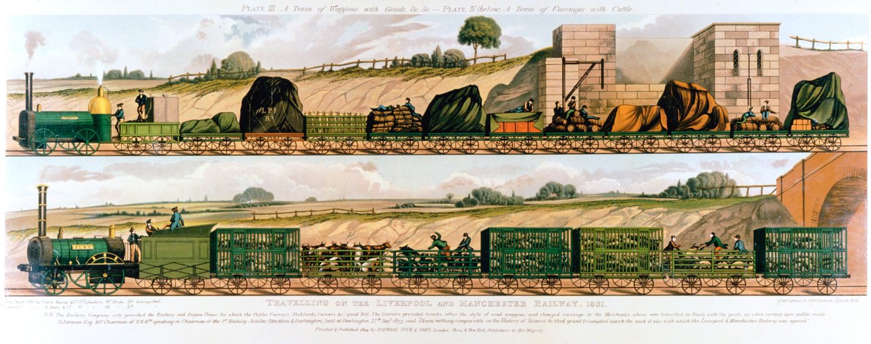 Utazás a liverpooli és manchesteri vasúton, 1831 alkotó: Unbekannt