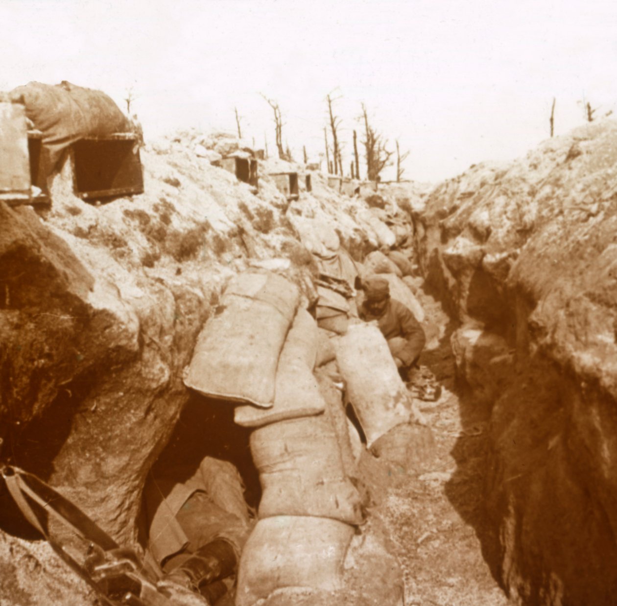 Árkok Champagne-ban, Észak-Franciaországban, 1914-c1918 között alkotó: Unbekannt