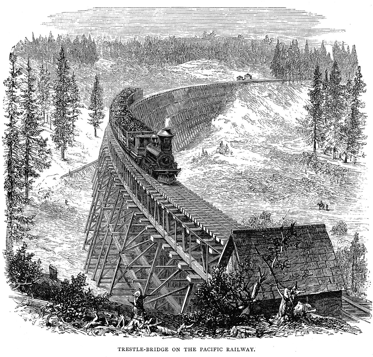 Trestle Bridge a Union Pacific Railroad-on, USA, 1876 alkotó: Unbekannt