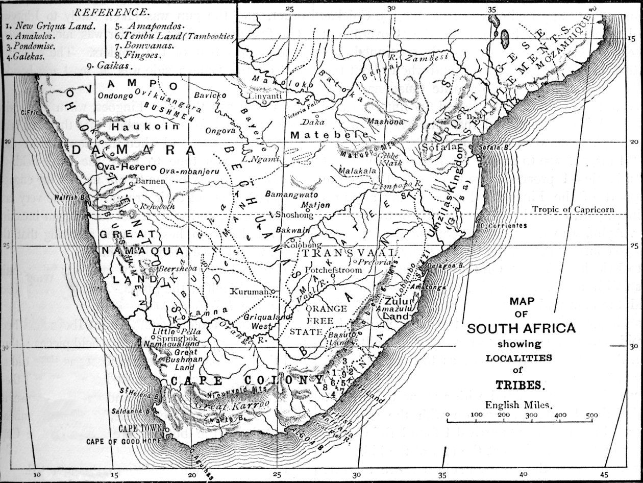 Dél-Afrika törzsi térképe, c1880 alkotó: Unbekannt
