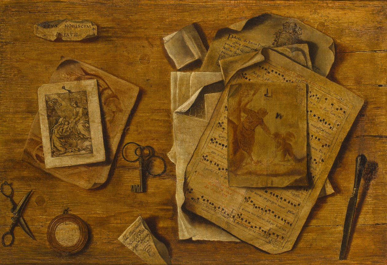Trompe-lil kottával, rajzokkal és billentyűkkel, c. 1800 alkotó: Unbekannt