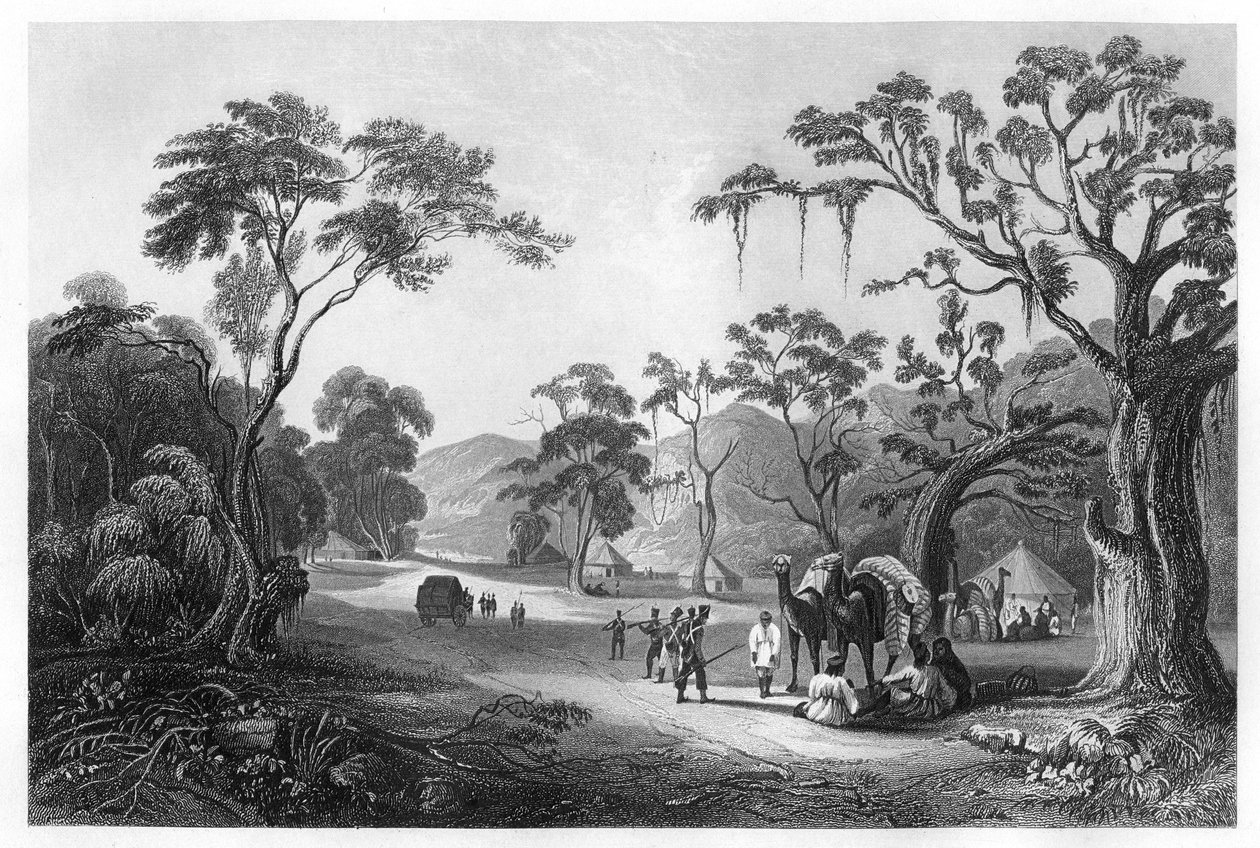 Csapatok táboroztak a Keree-hágó bejáratánál, Meeruttól északra, Indiában, 1860 alkotó: Unbekannt
