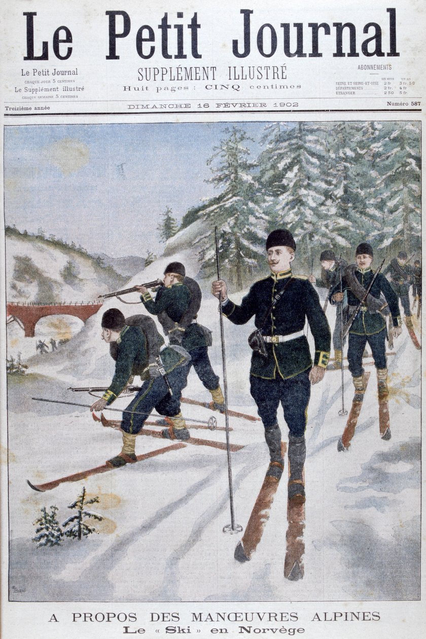 Csapatok sílécen alpesi manővereken, Norvégia, 1902 alkotó: Unbekannt