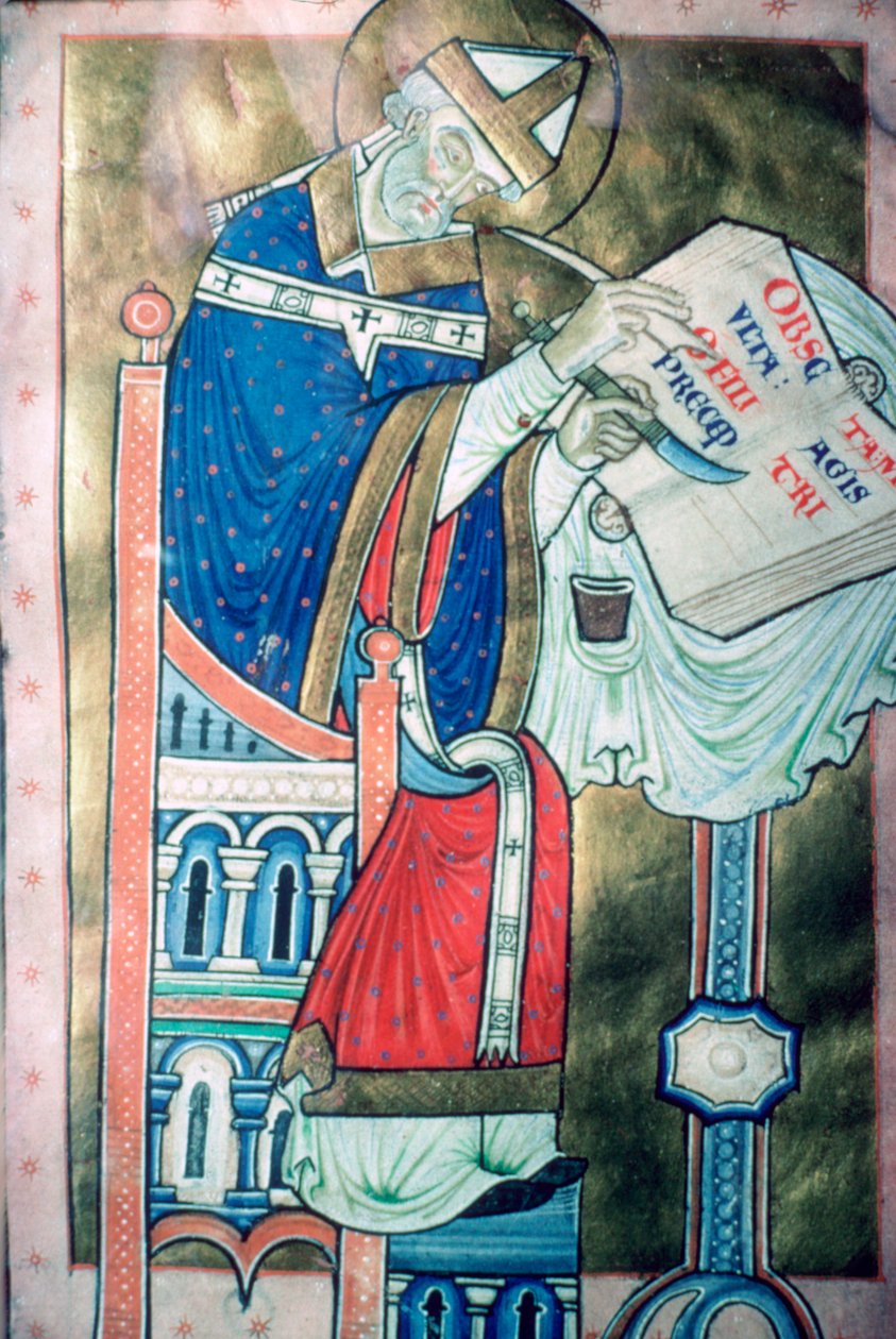 12. századi illusztrációja St Dunstanról 909-988 írnokként. Canterbury érseke volt alkotó: Unbekannt