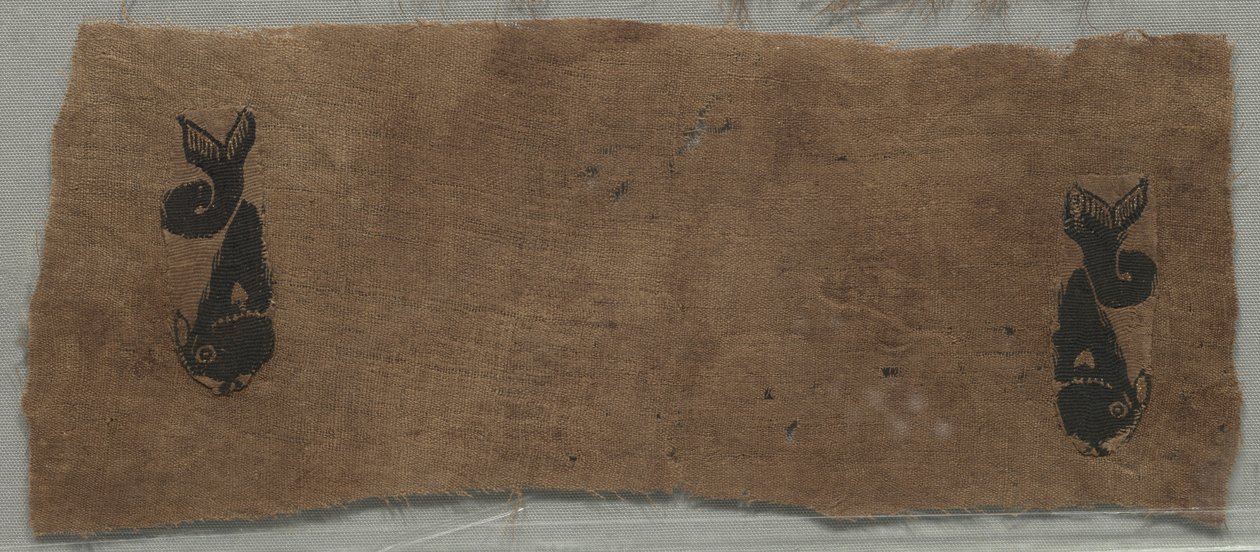 Két töredék egy függönyről: delfinek, 400-500-as évek. alkotó: Unbekannt