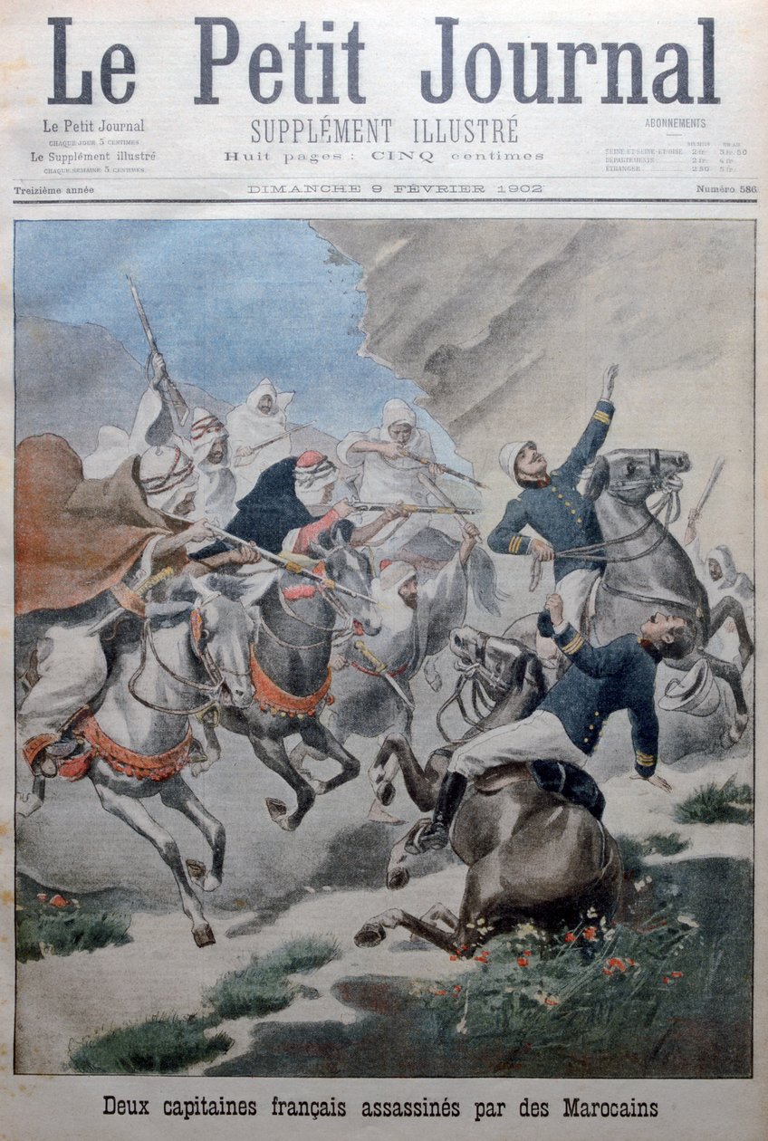 A francia hadsereg két kapitányát megtámadták és megölték a marokkóiak, 1902 alkotó: Unbekannt