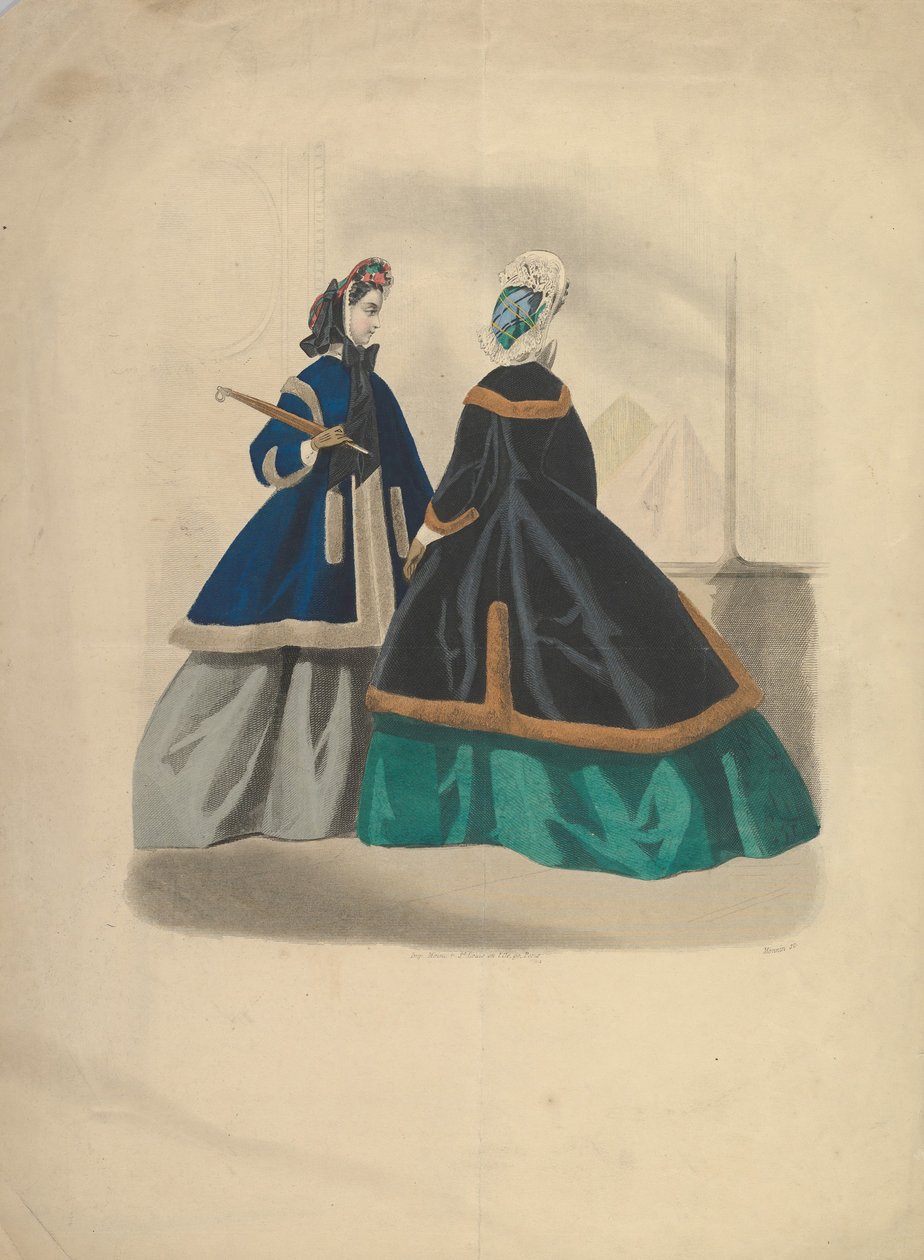 Két kabátot viselő nő, 1863-64. alkotó: Unbekannt
